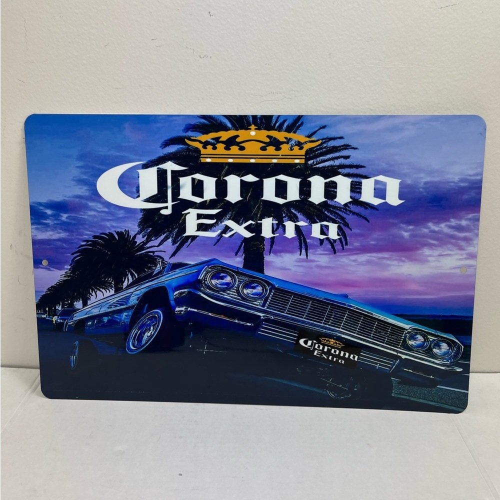 corona extra lowrider car metal  sign man cave